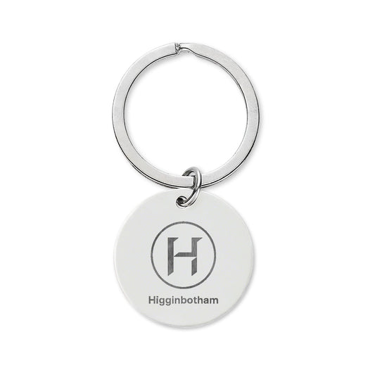 Engravable Stainless Steel Round Keychain — Personalized Monogram Design