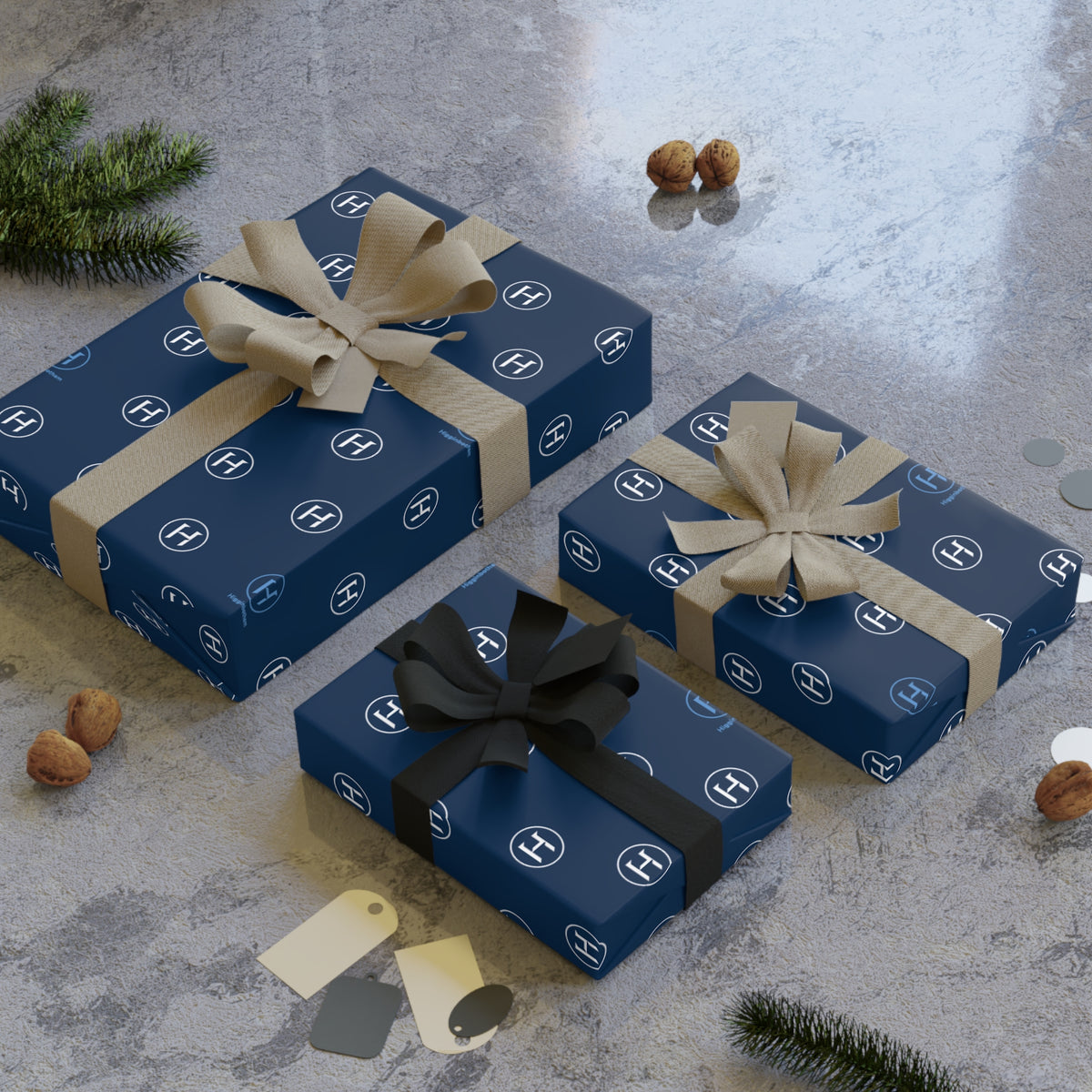 Navy Higginbotham Logo Gift Wrap Roll