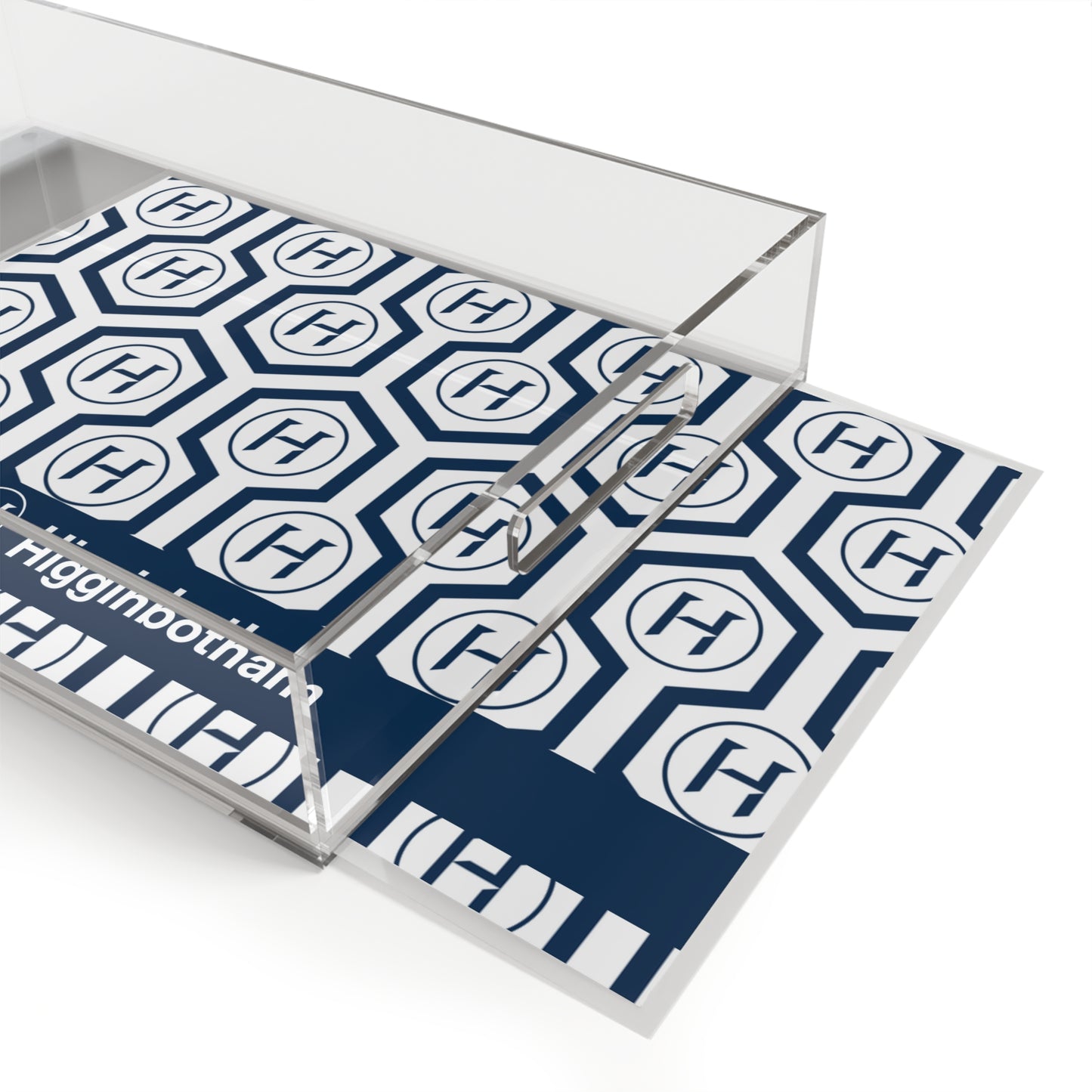 Navy Hex Monogram Acrylic Serving Tray