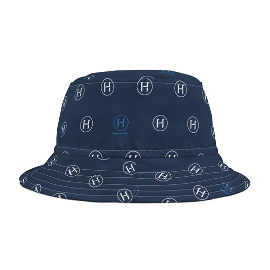 Navy Monogram Bucket Hat – Subtle 'H' All-Over Print