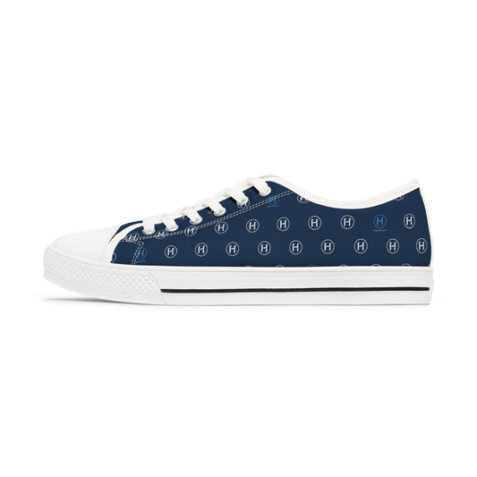 Women's Low Top Sneakers - Navy Monogram Casual Canvas Shoes
