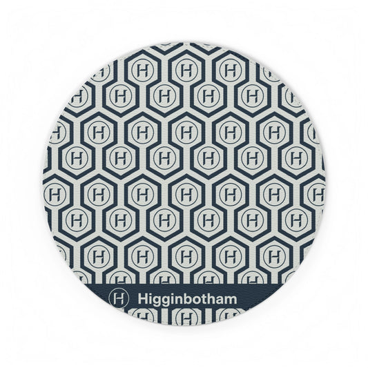 Hexagon Monogram PU Leather Mouse Mat — Navy Geometric Desk Pad