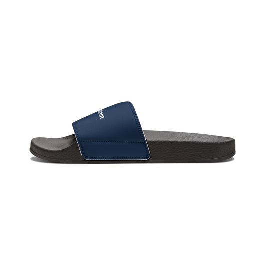 Removable-Strap Slide Sandals — Custom Navy Logo Slides for Women