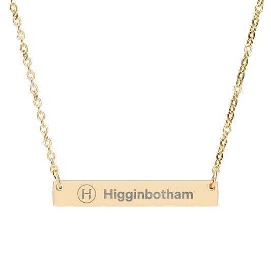 Engraved Horizontal Bar Necklace — Personalized Name & Initial Pendant (Silver or Gold)