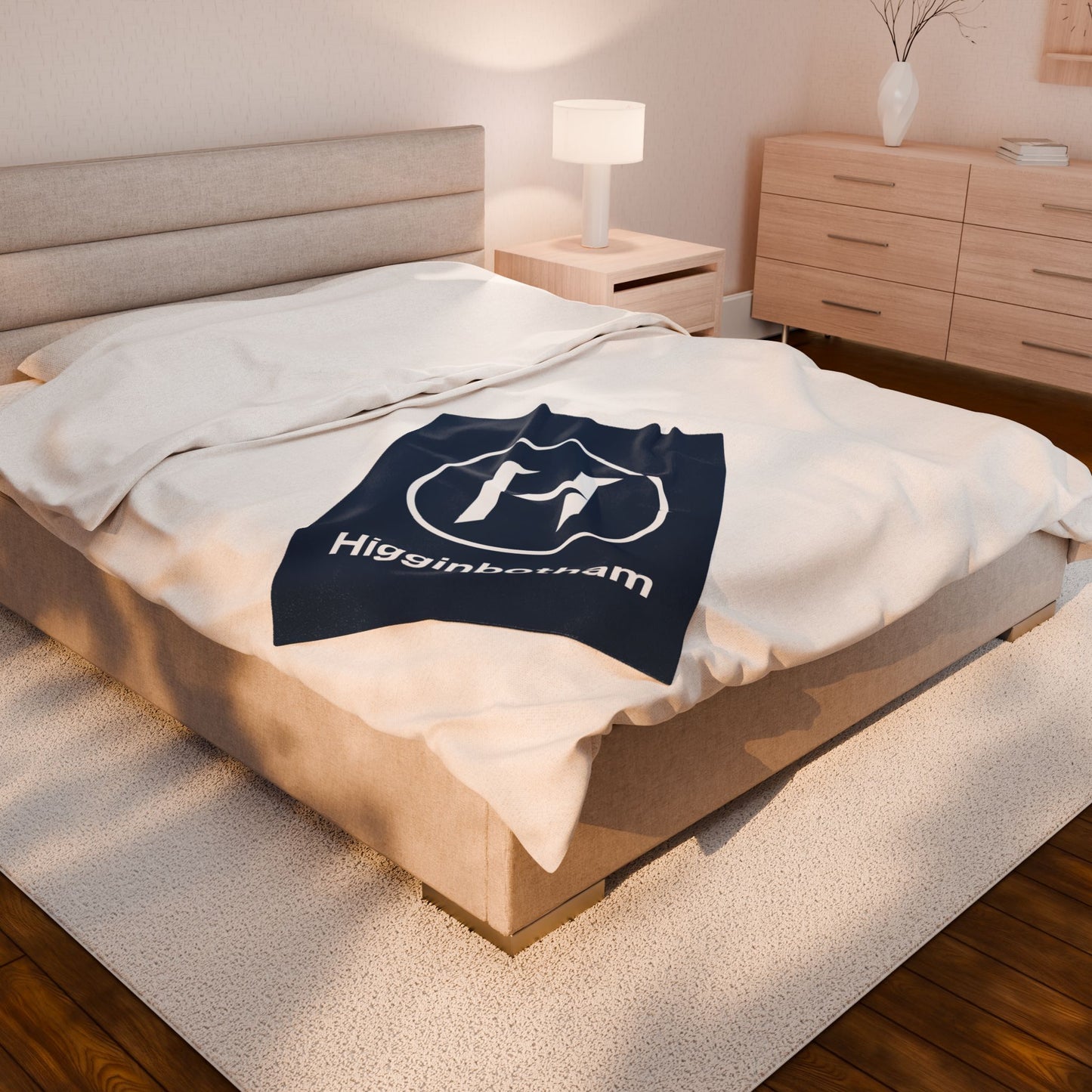 Personalized Monogram Plush Blanket — 'Higginbotham' Navy Velveteen Throw