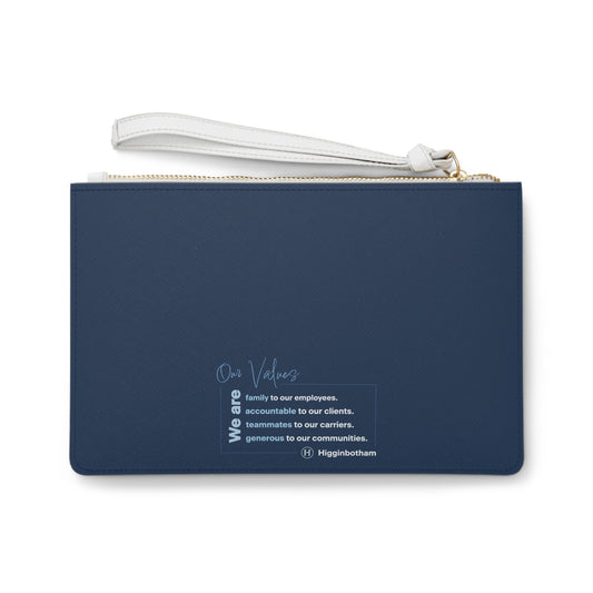 Higginbotham Navy Logo Clutch Bag — Branded Wristlet for Professionals