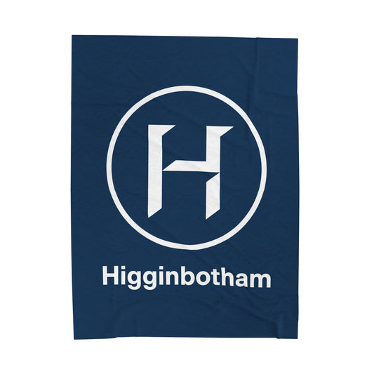 Personalized Monogram Plush Blanket — 'Higginbotham' Navy Velveteen Throw