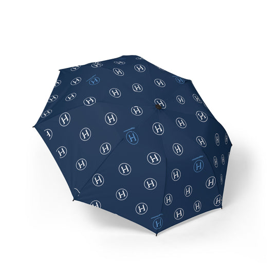Compact Semi-Automatic Foldable Umbrella — Navy Monogram Travel Umbrella