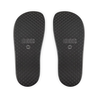 Removable-Strap Slide Sandals — Custom Navy Logo Slides for Women