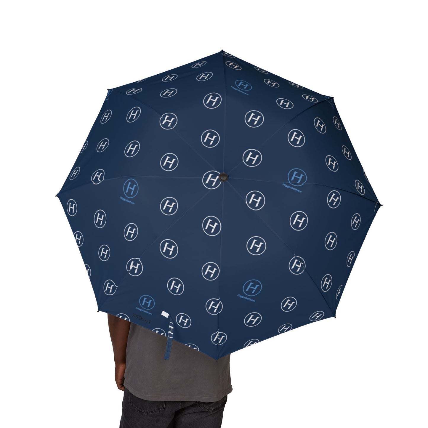 Compact Semi-Automatic Foldable Umbrella — Navy Monogram Travel Umbrella