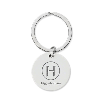 Engravable Stainless Steel Round Keychain — Personalized Monogram Design
