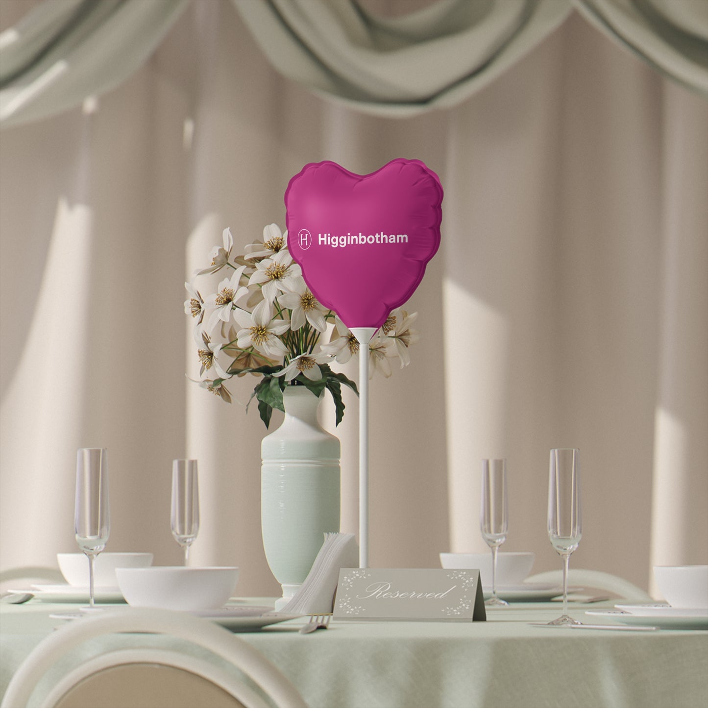 6" Heart & Round Foil Balloons — Custom Logo Party Balloons (Magenta)