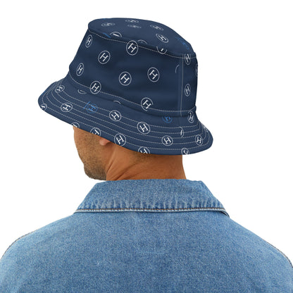Navy Monogram Bucket Hat – Subtle 'H' All-Over Print
