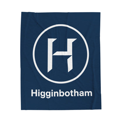 Personalized Monogram Plush Blanket — 'Higginbotham' Navy Velveteen Throw