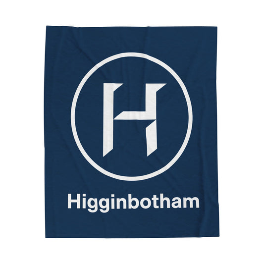 Personalized Monogram Plush Blanket — 'Higginbotham' Navy Velveteen Throw