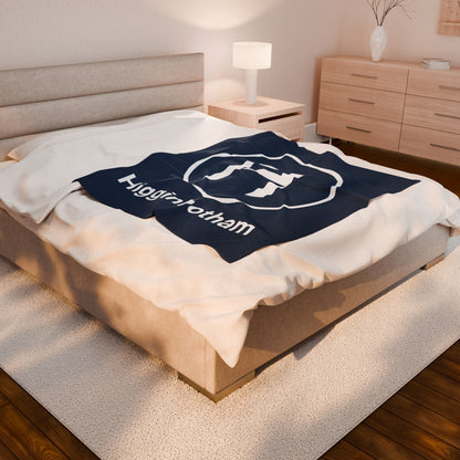 Personalized Monogram Plush Blanket — 'Higginbotham' Navy Velveteen Throw