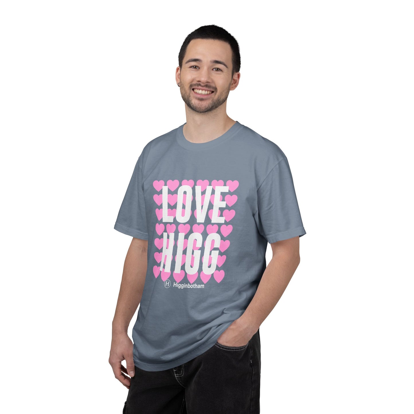 Love Higg T-Shirt — Pink Heart Graphic Tee