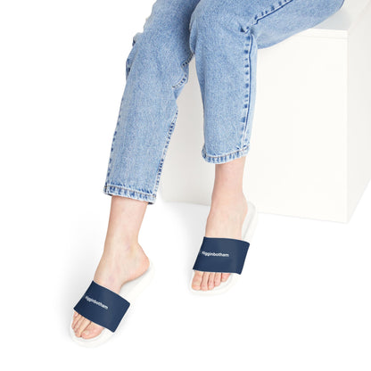 Removable-Strap Slide Sandals — Custom Navy Logo Slides for Women