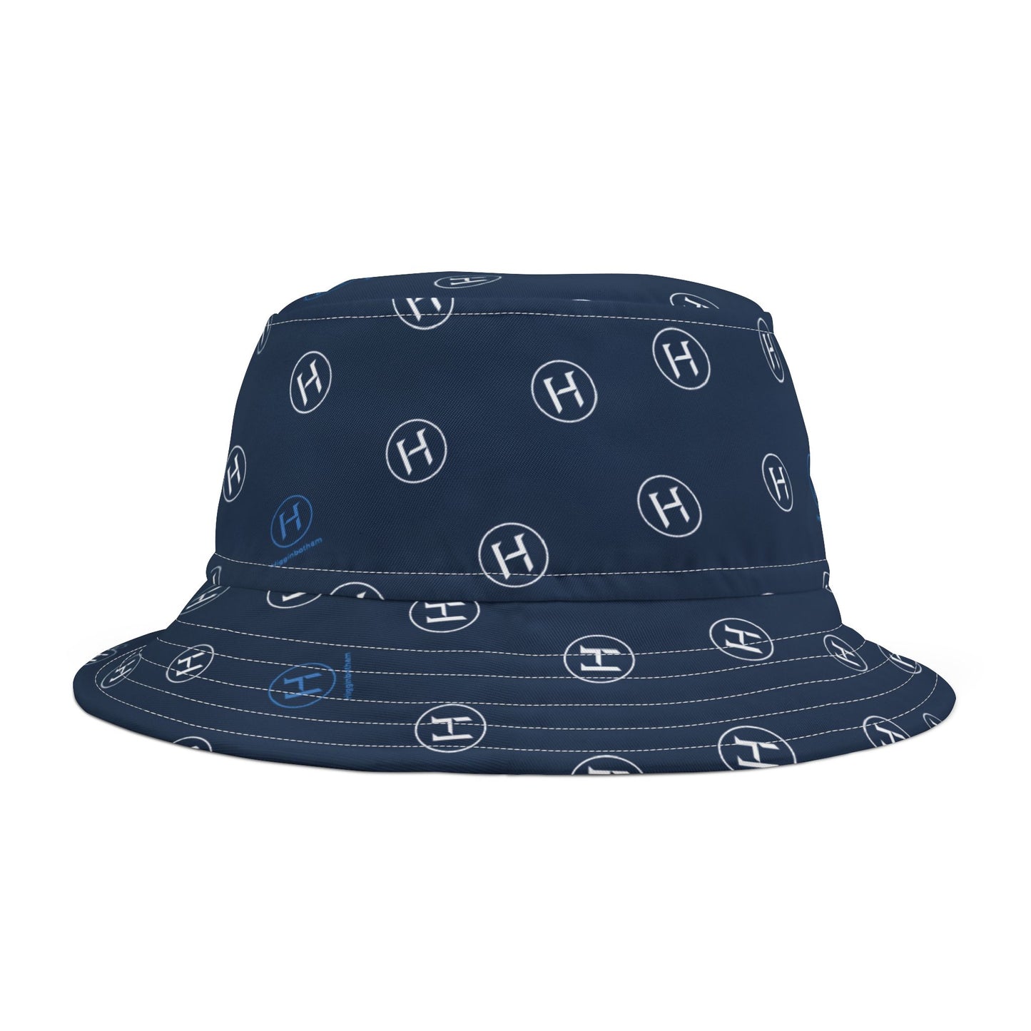 Navy Monogram Bucket Hat – Subtle 'H' All-Over Print