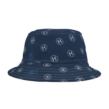 Navy Monogram Bucket Hat – Subtle 'H' All-Over Print