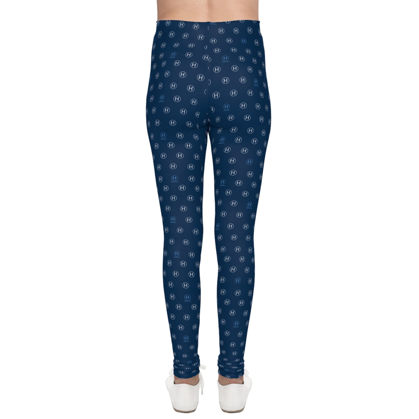 Youth Leggings — Navy All-Over H Monogram Print