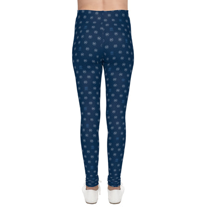 Youth Leggings — Navy All-Over H Monogram Print