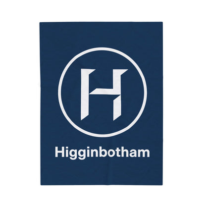 Personalized Monogram Plush Blanket — 'Higginbotham' Navy Velveteen Throw