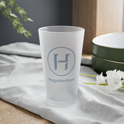 Frosted Pint Glass (16oz) — Higginbotham Logo