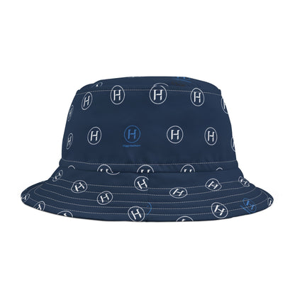 Navy Monogram Bucket Hat – Subtle 'H' All-Over Print