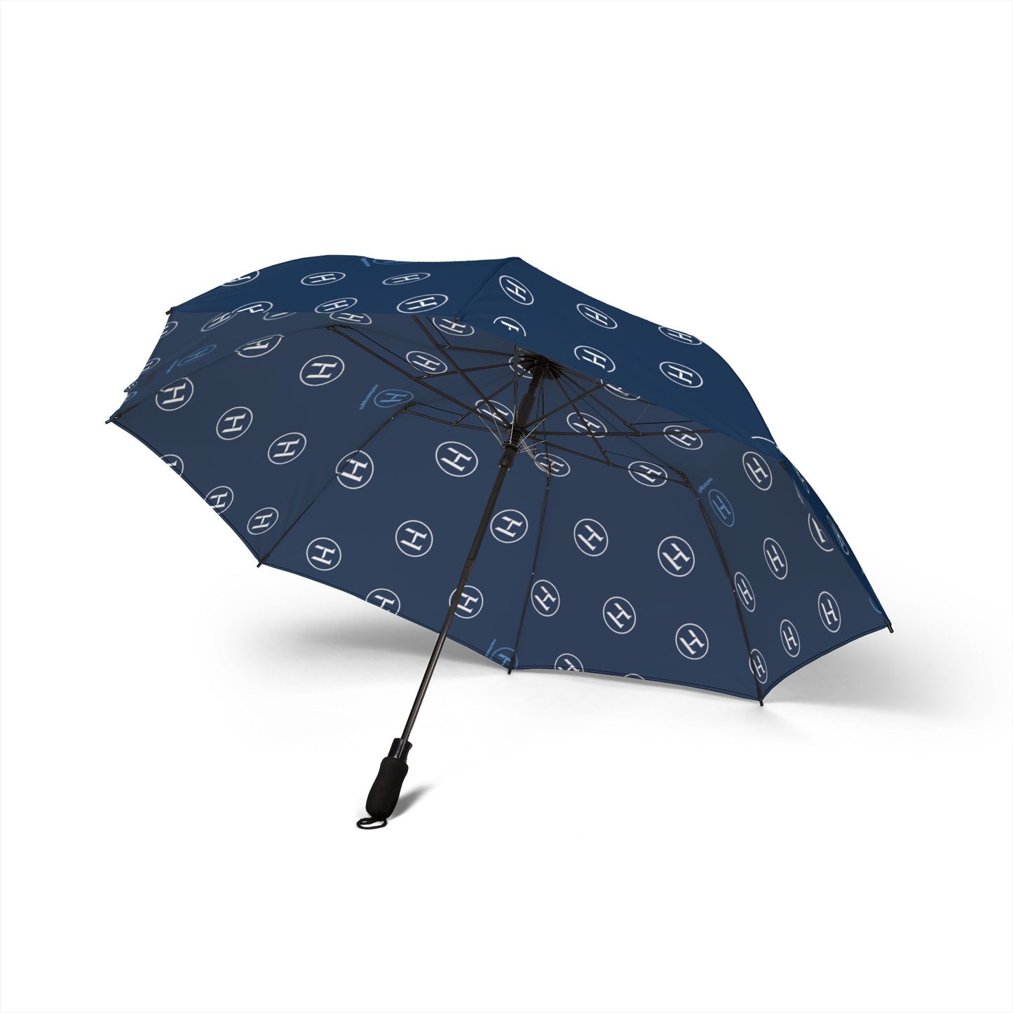 Compact Semi-Automatic Foldable Umbrella — Navy Monogram Travel Umbrella
