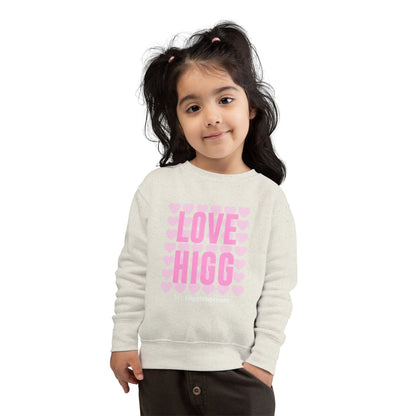 Toddler Sweatshirt – "LOVE HIGG" Pink Heart Graphic Kids Pullover