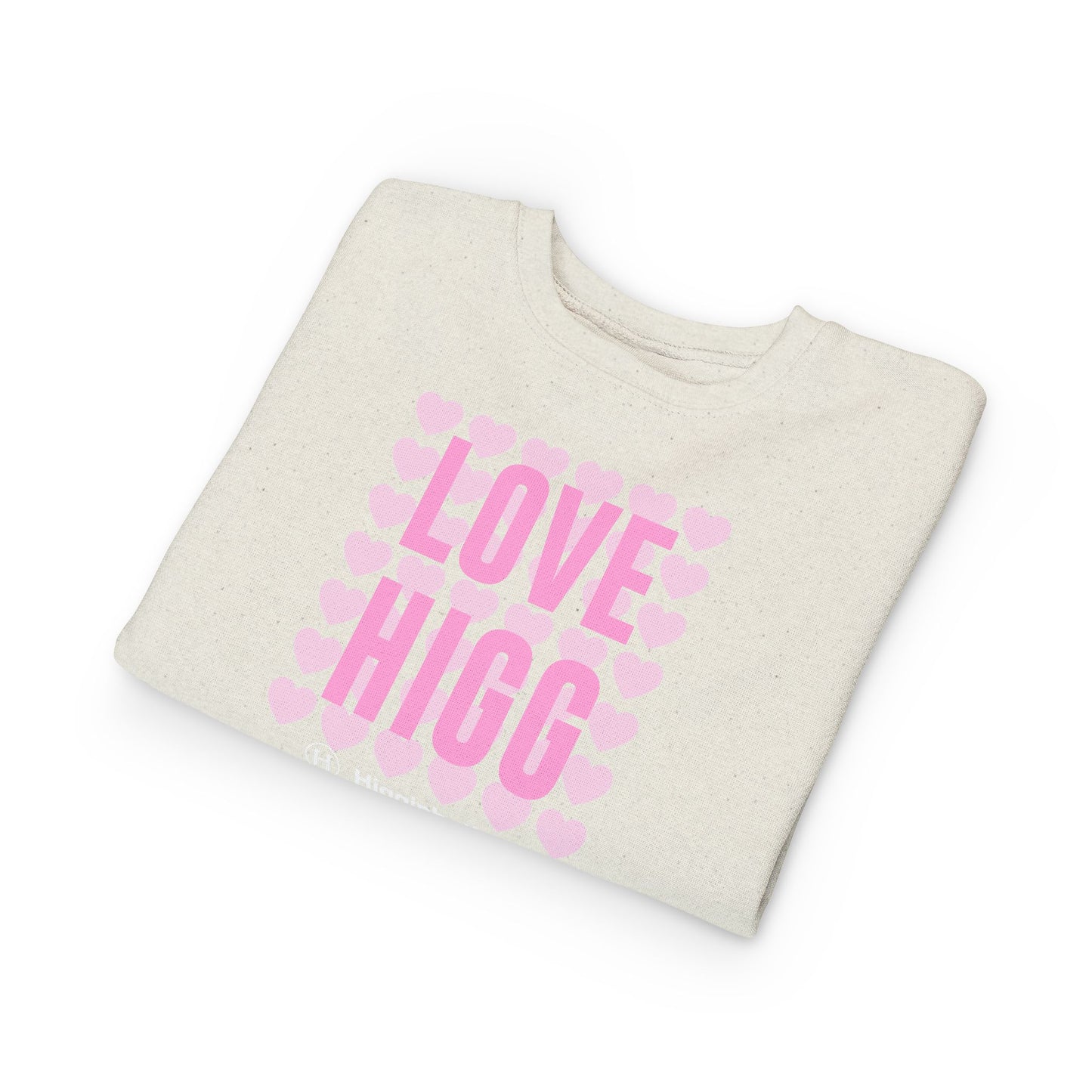 Toddler Sweatshirt – "LOVE HIGG" Pink Heart Graphic Kids Pullover