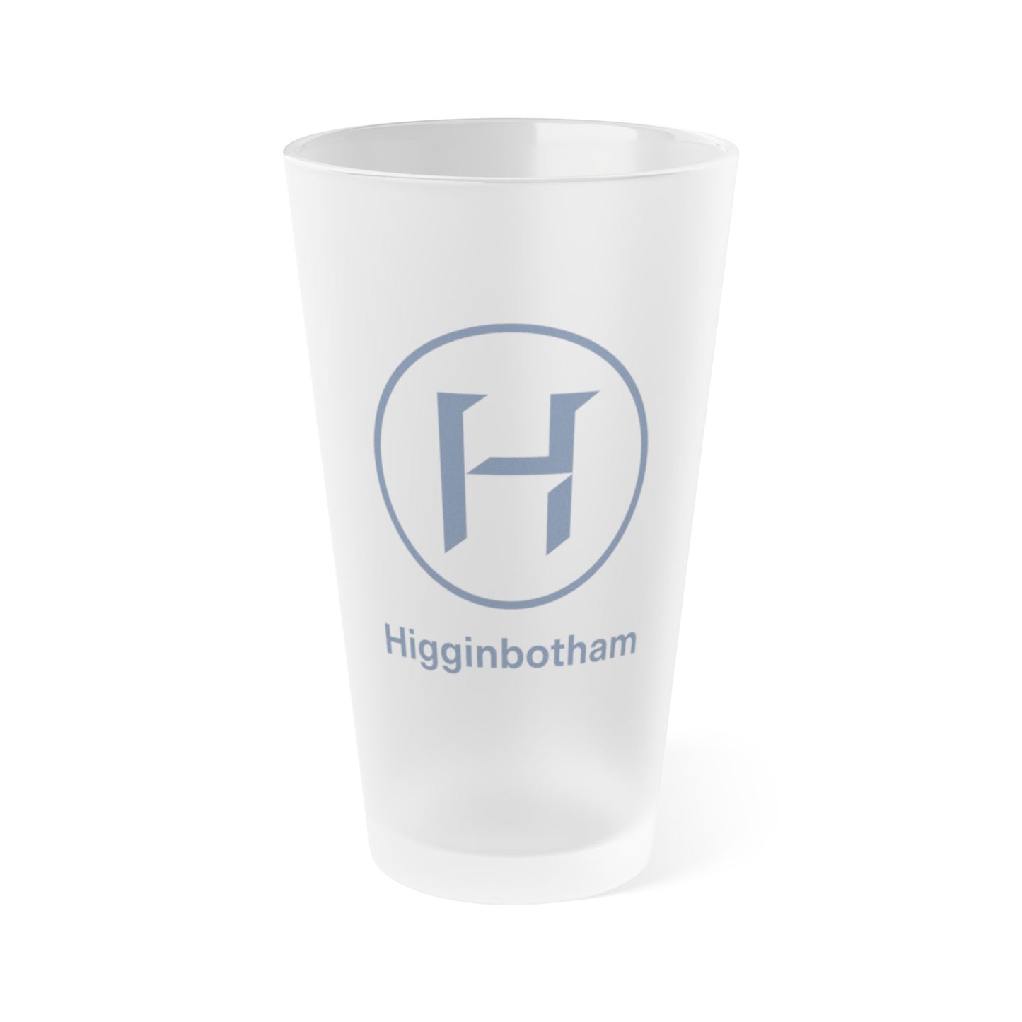Frosted Pint Glass (16oz) — Higginbotham Logo