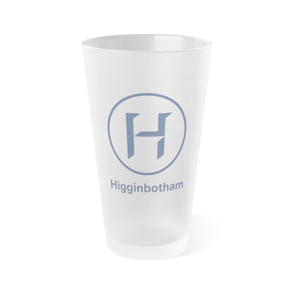 Frosted Pint Glass (16oz) — Higginbotham Logo