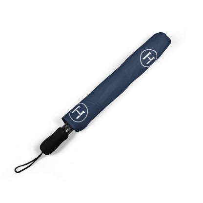 Compact Semi-Automatic Foldable Umbrella — Navy Monogram Travel Umbrella