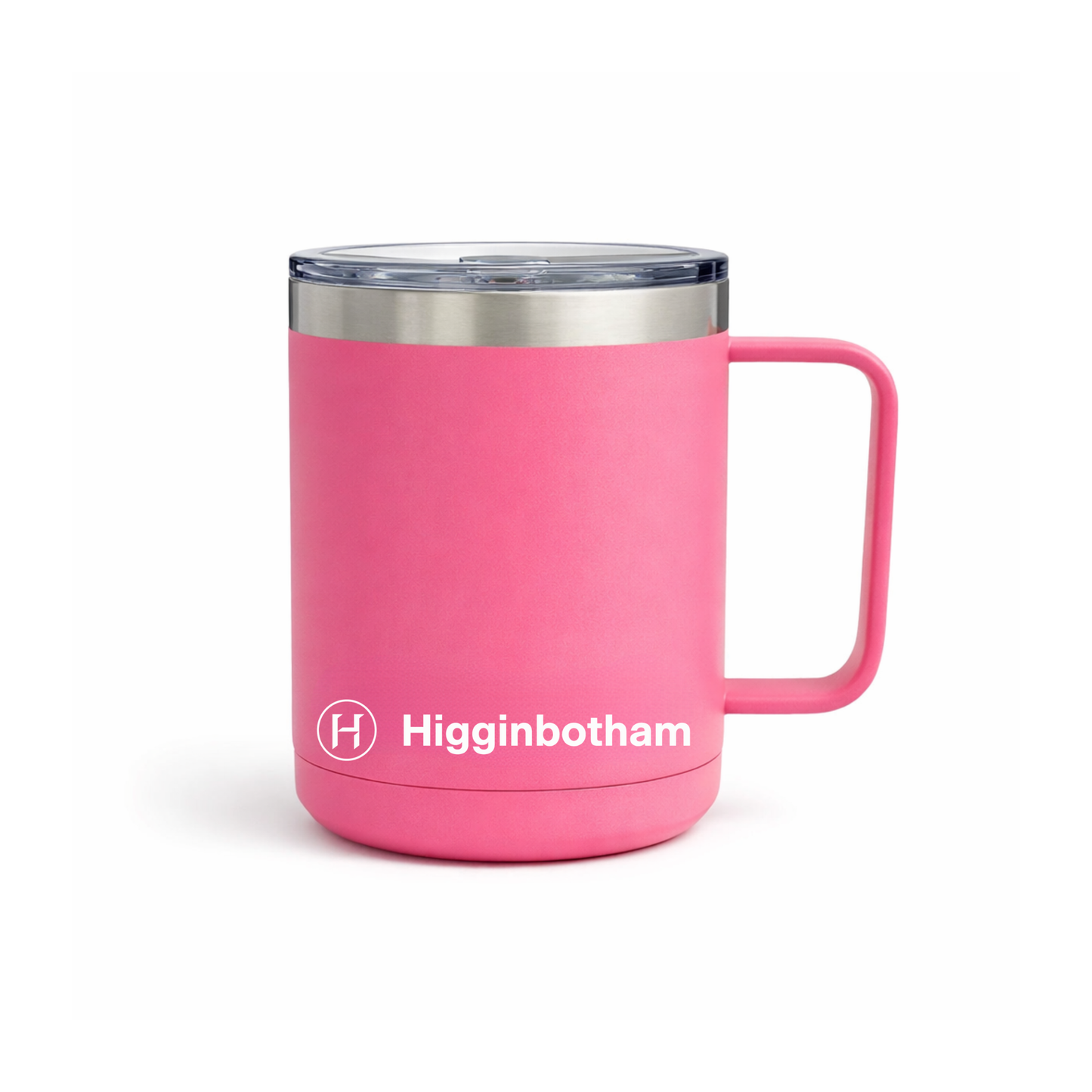 Personalized 15oz Insulated Coffee Tumbler Mug — 'Higginbotham' Logo Travel Cup