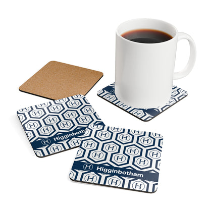 Monogram H Pattern Cork Coaster Set  (Set of 4)