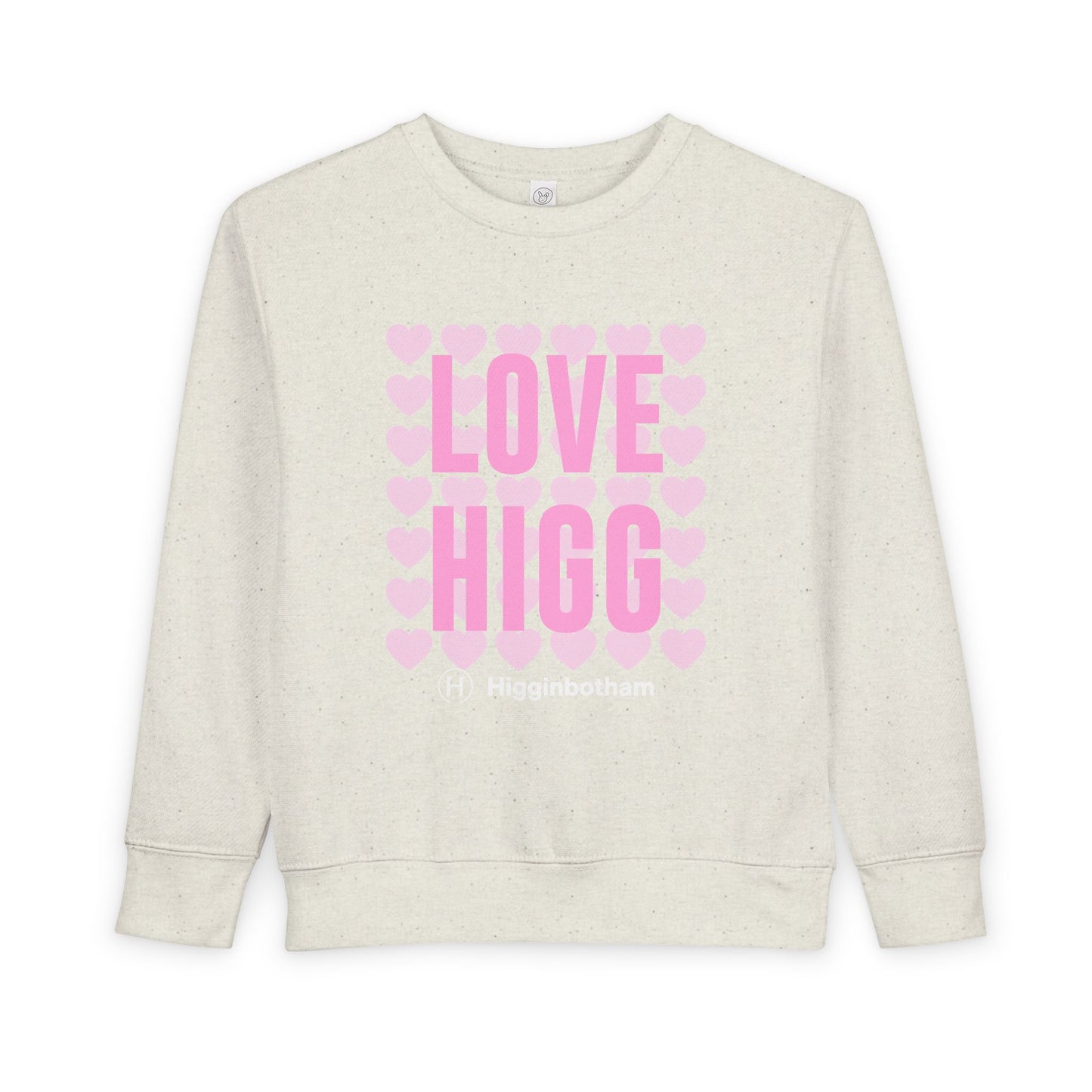 Toddler Sweatshirt – "LOVE HIGG" Pink Heart Graphic Kids Pullover