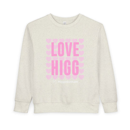 Toddler Sweatshirt – "LOVE HIGG" Pink Heart Graphic Kids Pullover