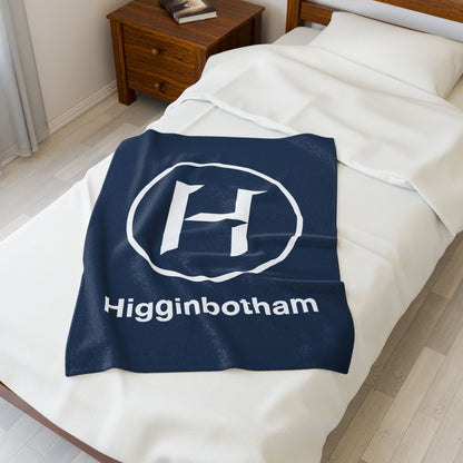 Personalized Monogram Plush Blanket — 'Higginbotham' Navy Velveteen Throw