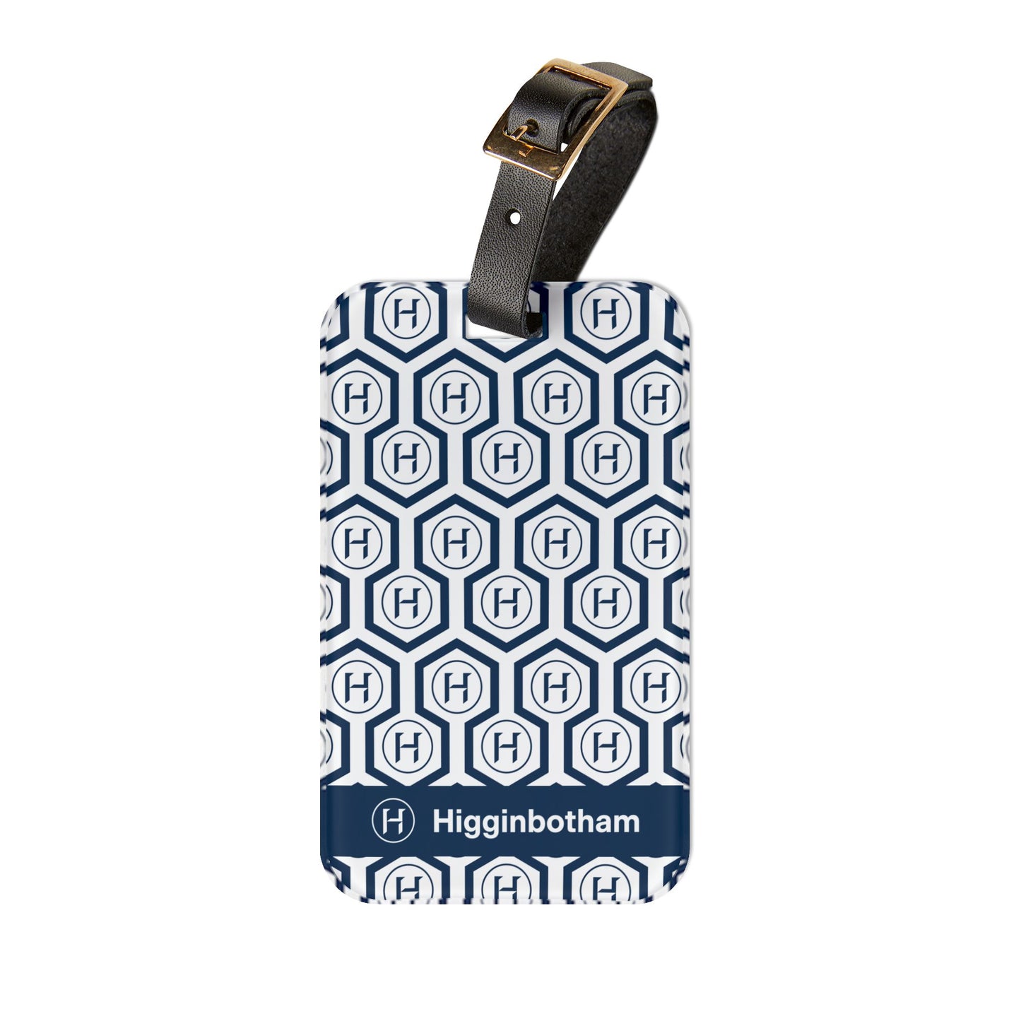 Monogrammed Hex Pattern Luggage Tag — Personalized Initial & Name Travel ID