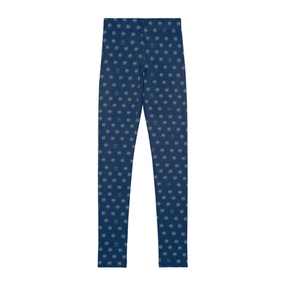 Youth Leggings — Navy All-Over H Monogram Print