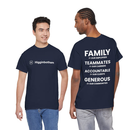 100% COTTON - Higginbotham 2026 Values Short Sleeve Tee