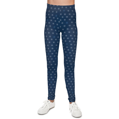 Youth Leggings — Navy All-Over H Monogram Print