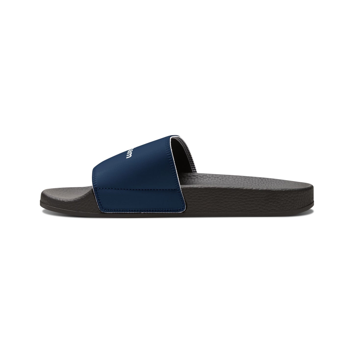 Removable-Strap Slide Sandals — Custom Navy Logo Slides for Women