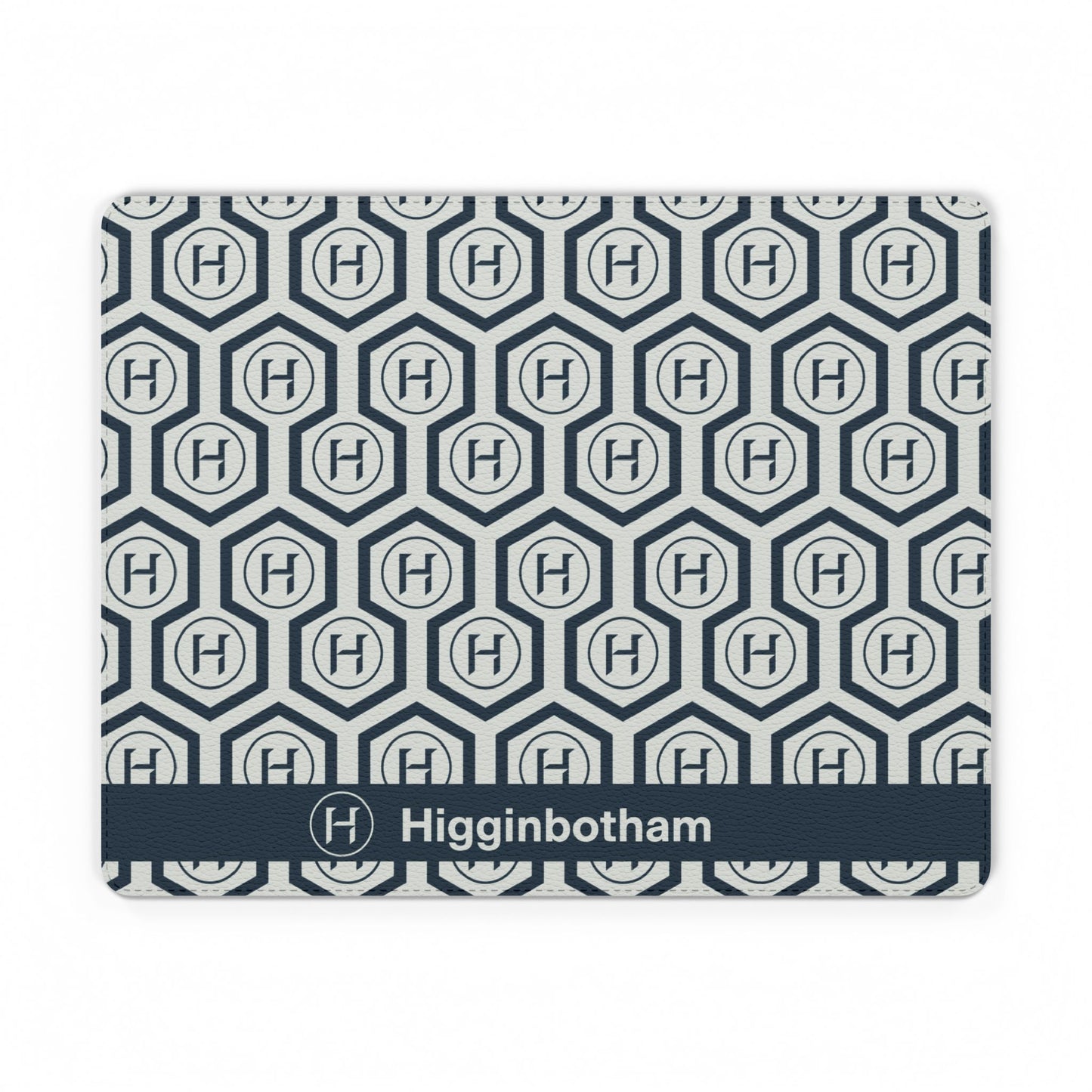 Hexagon Monogram PU Leather Mouse Mat — Navy Geometric Desk Pad