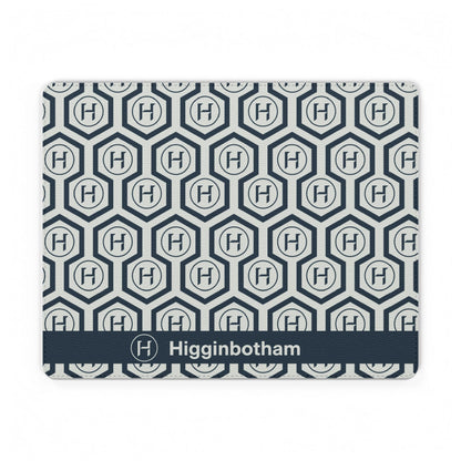 Hexagon Monogram PU Leather Mouse Mat — Navy Geometric Desk Pad