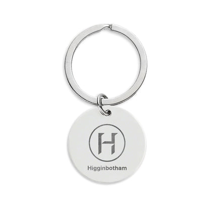Engravable Stainless Steel Round Keychain — Personalized Monogram Design