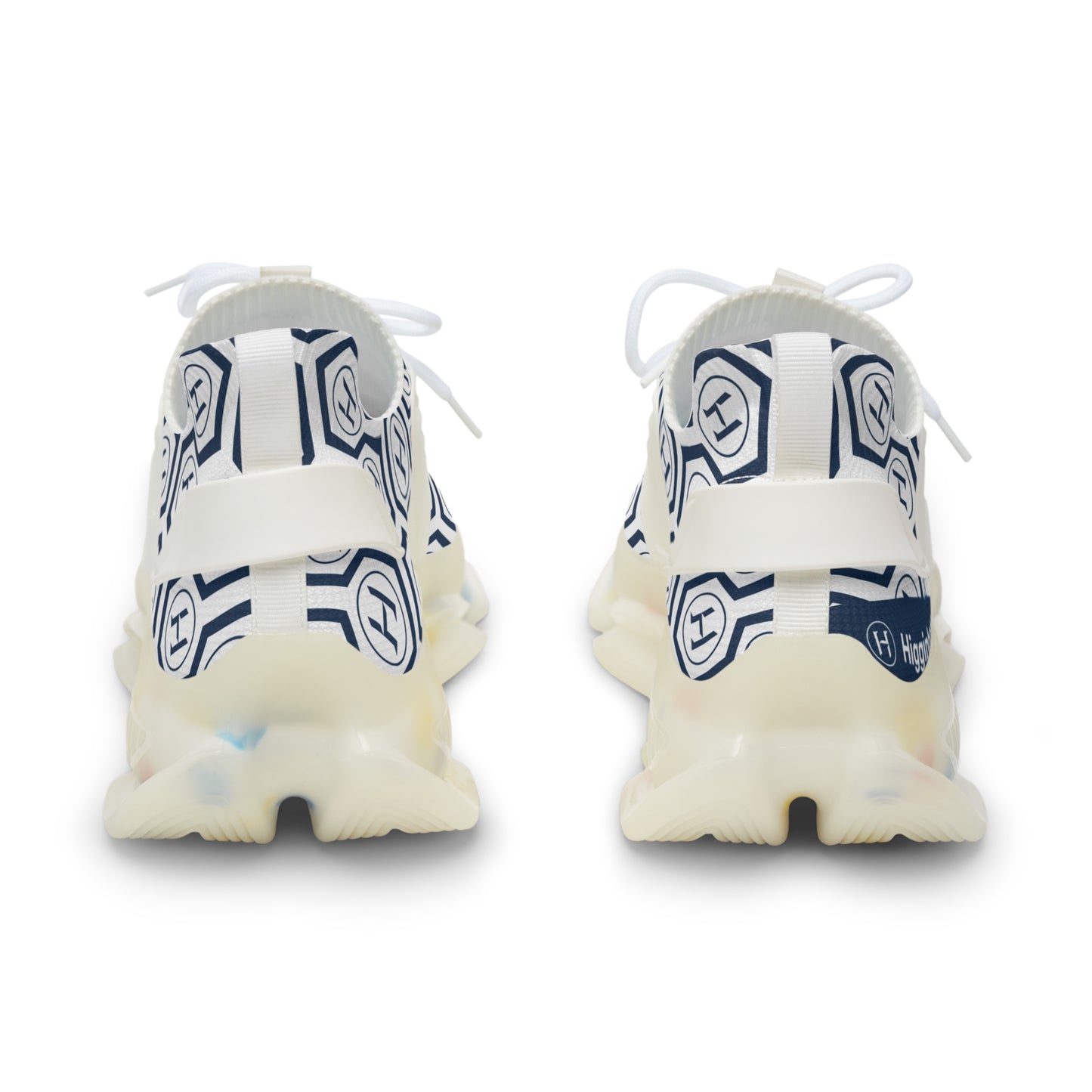Men's/Unisex Sizing: Mesh Sneakers — Navy Geometric Athletic Shoes