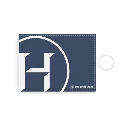 Monogram H Saffiano Leather Card Holder — Slim ID Wallet with Key Ring
